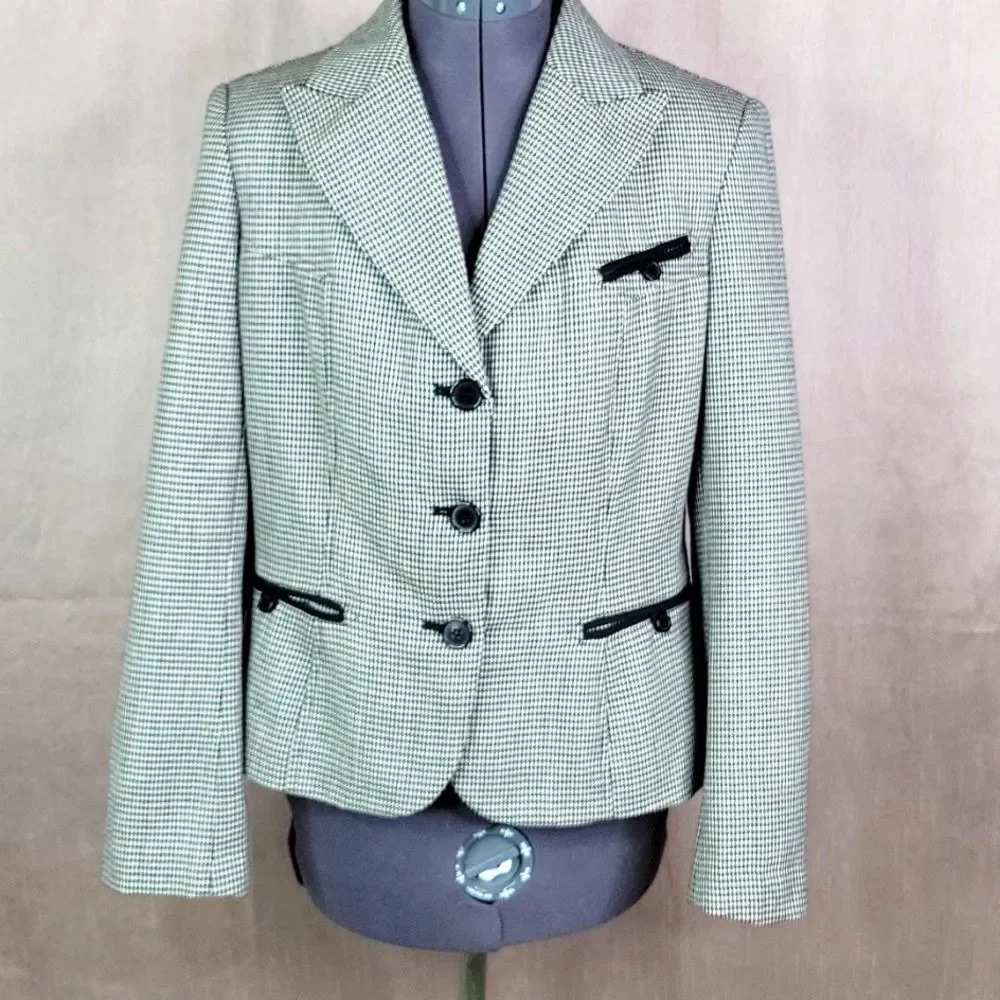 COLLECTION BY HARVE BENARD Wool‎ Houndstooth Jacket Size 8